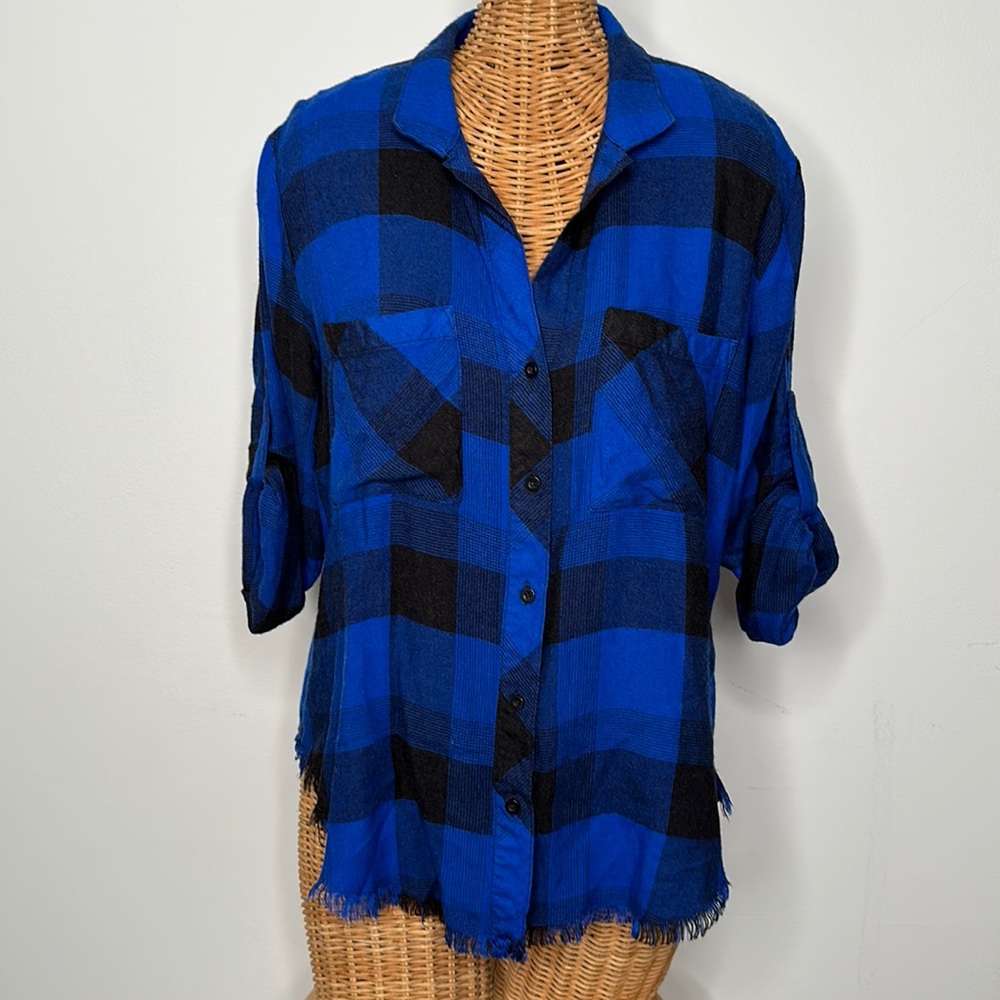 CLOTH & STONE | DARK BLUE PLAID SHIRT | SIZE M | SUPER SOFT | GOOD CONDITION